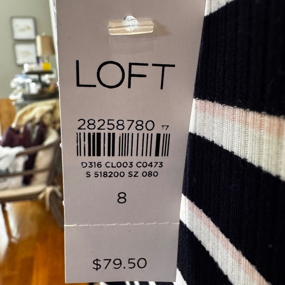 Loft- blue/pink/white striped long sleeved dress- size 8 - Picture 5 of 5